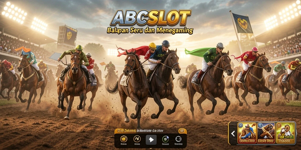 Tampilan gameplay seru di ABCSLOT dengan mobil balap yang melaju kencang.