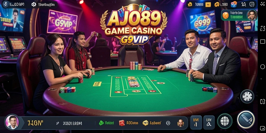 Screenshot utama AJO89 menampilkan dealer live yang sedang beraksi dalam permainan.