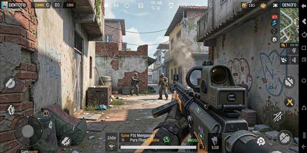 Tampilan dinamis gameplay DENTOTO yang penuh aksi.