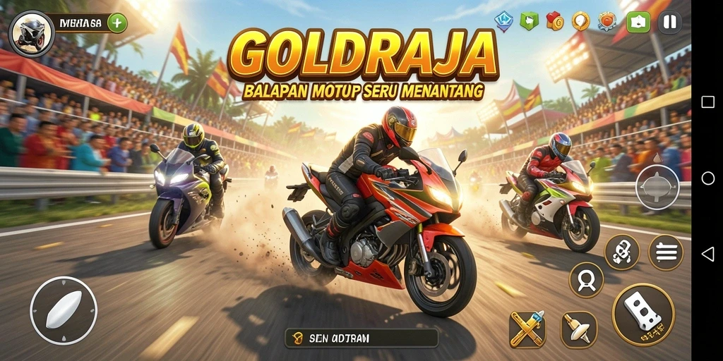 Tampilan spektakuler dari gameplay balapan motor di GOLDRAJA.