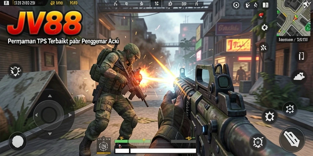 Screenshot gameplay JV88 yang menunjukkan aksi mendebarkan.