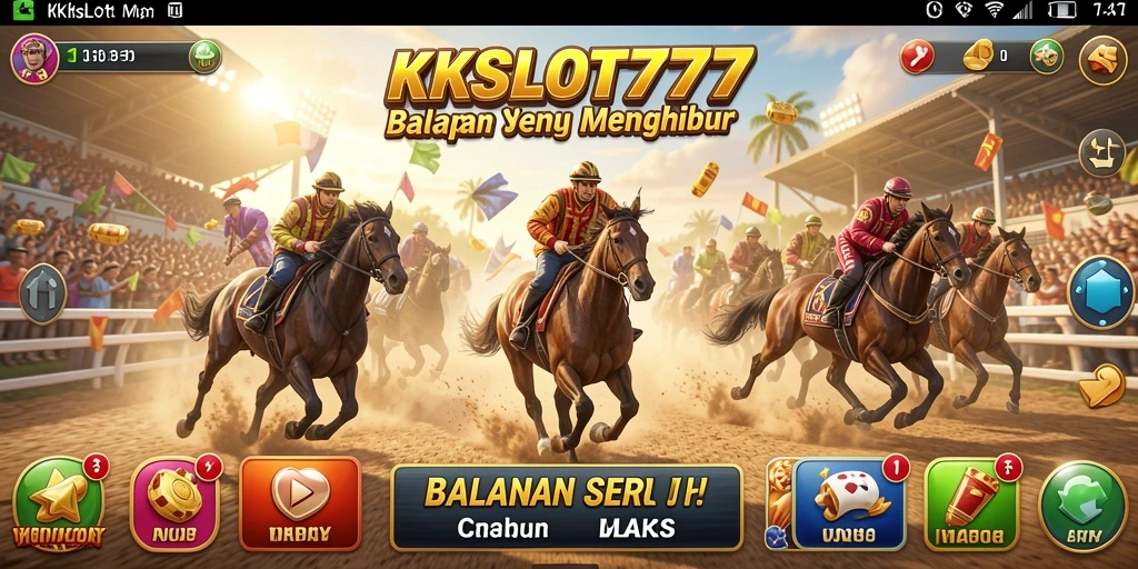 Tangkapan layar menunjukkan aksi balapan mendebarkan di KKSLOT777.