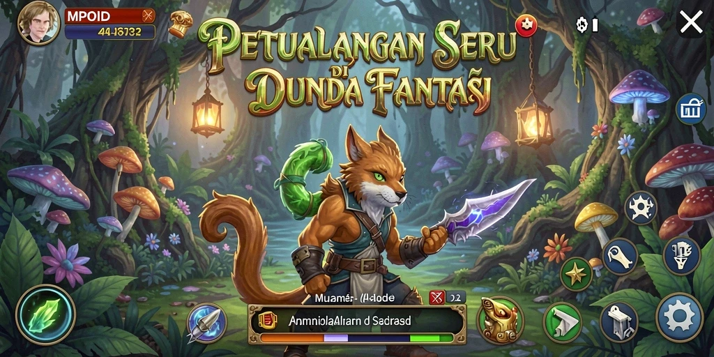 Screenshot MPOID menampilkan pemain saat menjelajahi hutan mistis.
