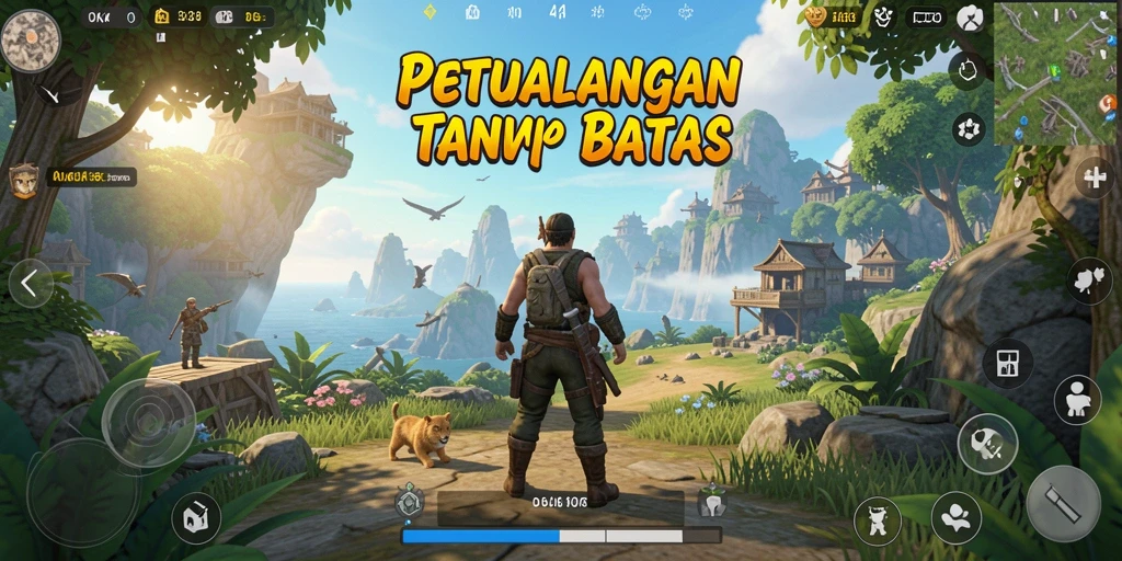 Tampilan gameplay menarik dalam dunia terbuka yang luas.