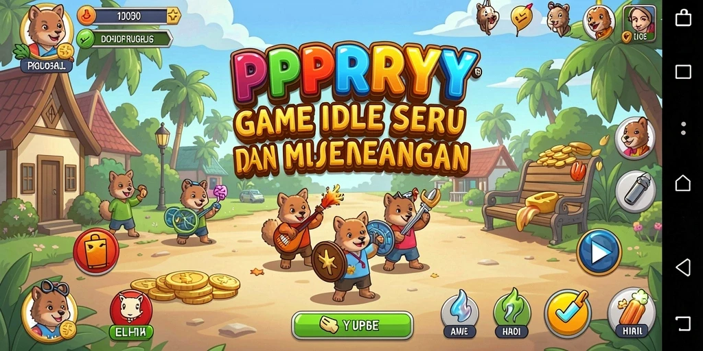 Screenshot gameplay PPRRYY yang menampilkan berbagai karakter melawan musuh.