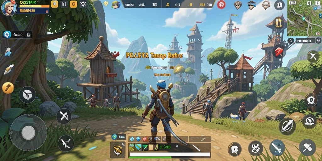 Gameplay QQSTAR yang menampilkan petualangan megah di dunia terbuka.