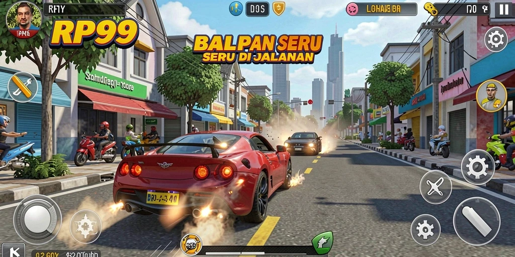 Gambaran gameplay seru balapan mobil di RP99.