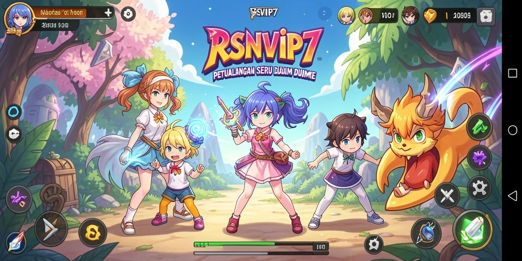 Screenshot RSNVIP7 menampilkan karakter anime dalam aksi pertarungan yang mendebarkan.