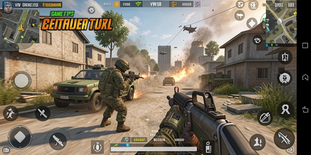 Tangkapan layar utama VW108 menampilkan aksi seru dalam gameplay TPS.